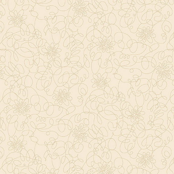 Studio E Cream & Sugar X Scribble Flowers Beige Cotton Fabric By Yard
