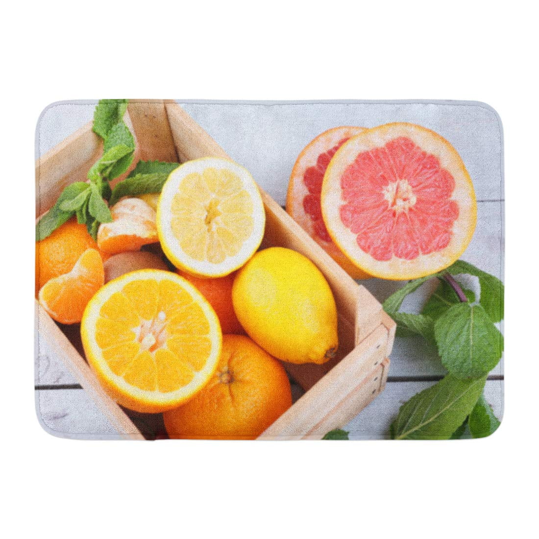 GODPOK Mint Orange Lemon Fresh Citrus Fruits with Green Leaves in