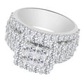 thumbnail image 2 of AFFY Princess & Round Cut White Natural Diamond Fashion Engagement Ring In 10k White Gold (4.00 cttw) Ring Size-14, 2 of 2