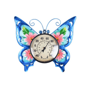 MUMTOP Thermometer Indoor Outdoor Patio Blue Butterfly decor Waterproof Wall-Mounted Thermometer with Hygrometer Does not Require Any Battery