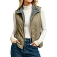 thumbnail image 3 of Womens Zip Front Vest Quilted Collared Fleece Lined Collar Pockets Classic Winter Vest, 3 of 7