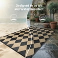 thumbnail image 3 of BERTHMEER 5'x8' Outdoor Rugs Waterproof Plastic Rugs Checkered Patio Rugs Straw Rugs Camping Rugs, Porch,Deck Rugs, RV Rugs for outside, Black & Brown, 3 of 6