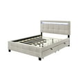 thumbnail image 5 of Queen Size Platform Bed with LED Frame,Linen Fabric Upholstered Platform Bed Frame with 4 Drawers for Bedroom,Beige, 5 of 7