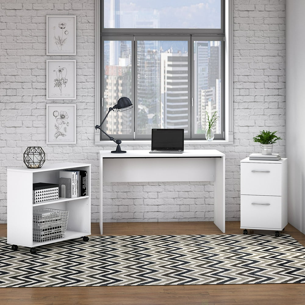 Bush Furniture Office Complete Small Desk with Mobile File and
