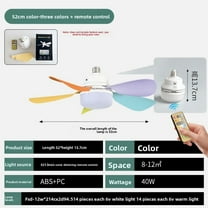 Remote Control Ceiling Fan Light 5 Blades 3 Color Modes High Speed E27 Base 2 in 1 Multifunctional Lighting