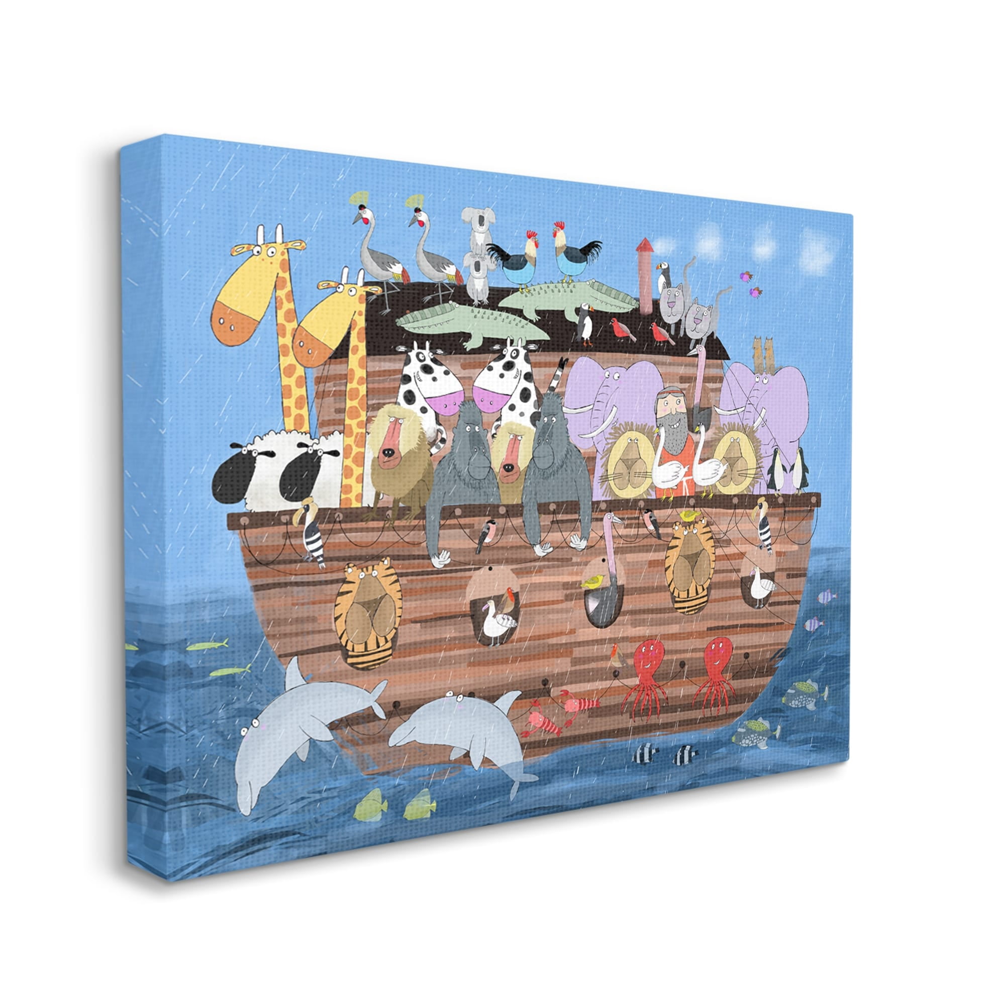 Stupell Industries Children's Animals of Noah's Arc Illustration Wildlife Pairs, 30 x 24,Design by Carla Daly