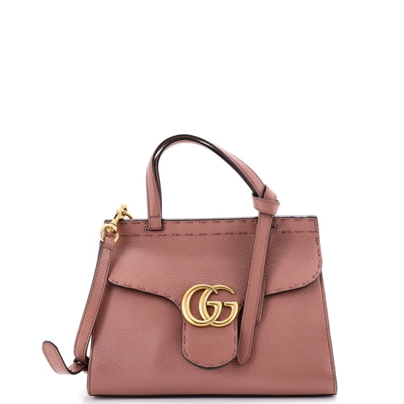 Pre-Owned GG Marmont Top Handle Bag Leather Mini By Rebag