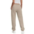 thumbnail image 4 of HKYNLAG Womens Fleece Lined Sweatpants Fleece High Waisted Athletic Workout Joggers Baggy Loungewear Bottoms Beige S, 4 of 5