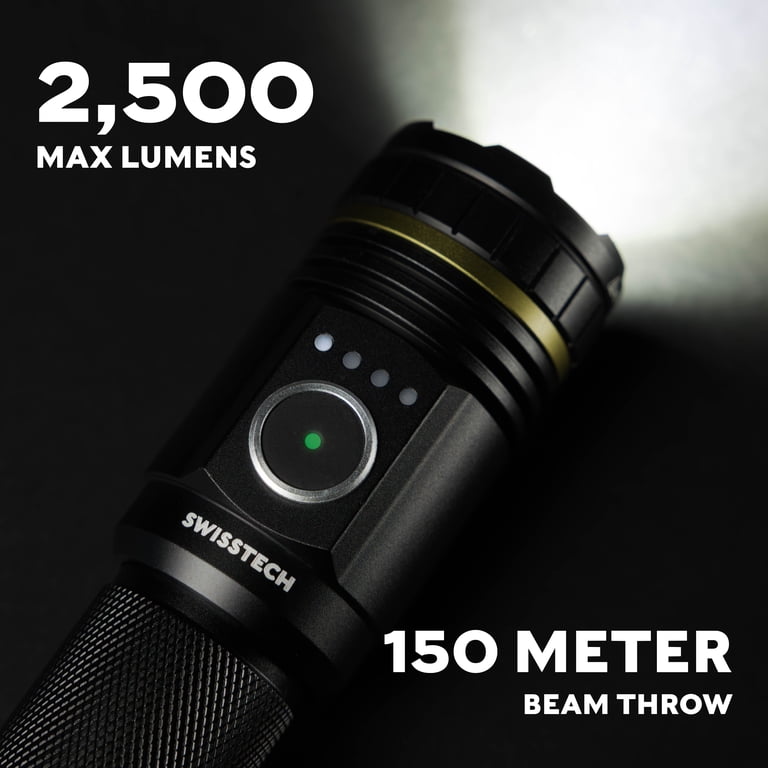 Swiss Tech TAKTISCH 2500LM Rechargeable Tactical LED Flashlight