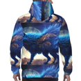 thumbnail image 3 of Bingfone Moonlit Blue Wolf Men's Drawstring Hoodie Long Sleeve Pocket Sweatshirts-Medium, 3 of 6