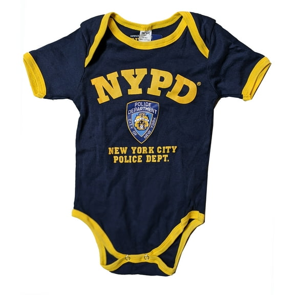 NYPD Baby Infant Screen Printed Bodysuit Navy Yellow 24 month