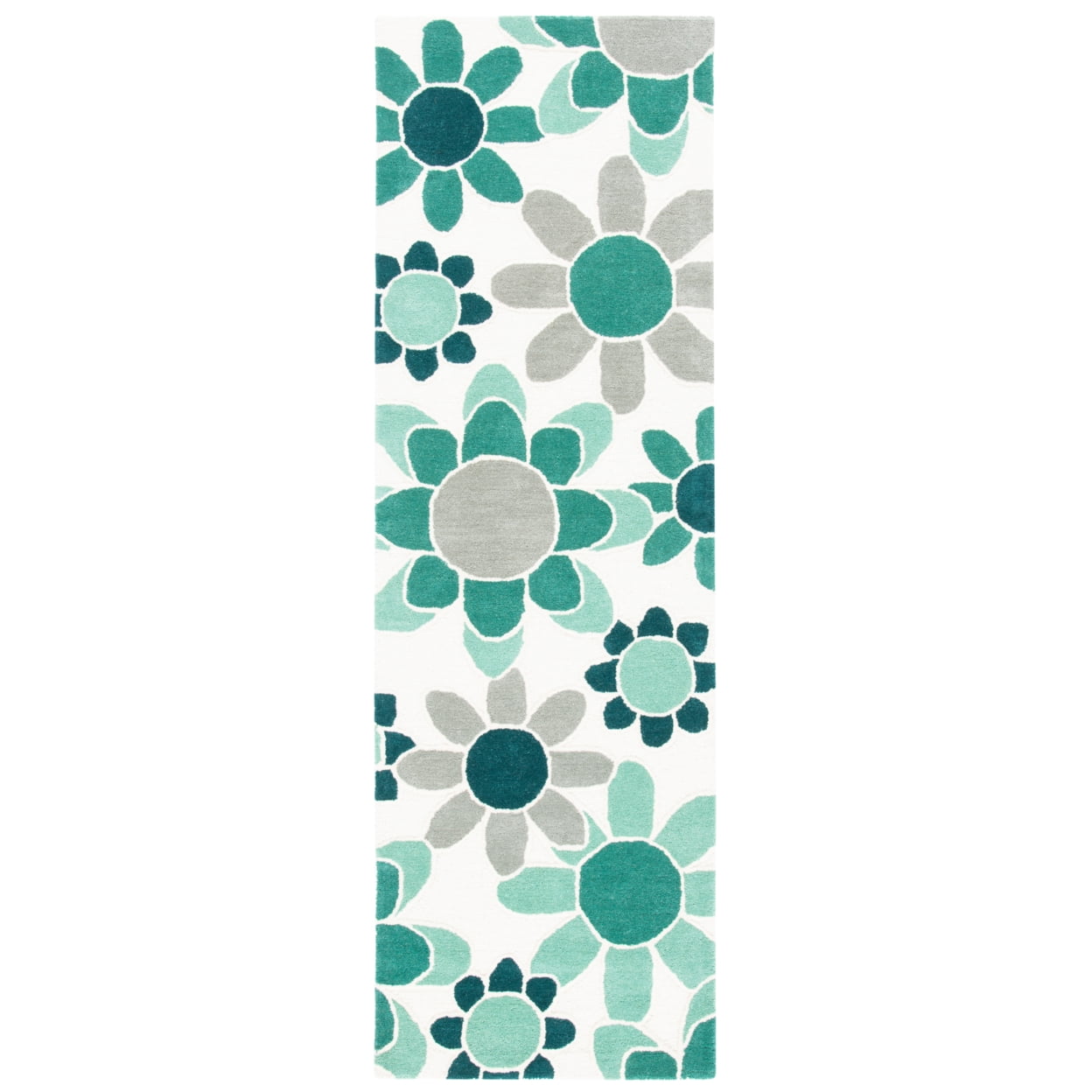 SAFAVIEH Kids Floral Flower Bursts Area Rug, Ivory/Green, 8' x 10'