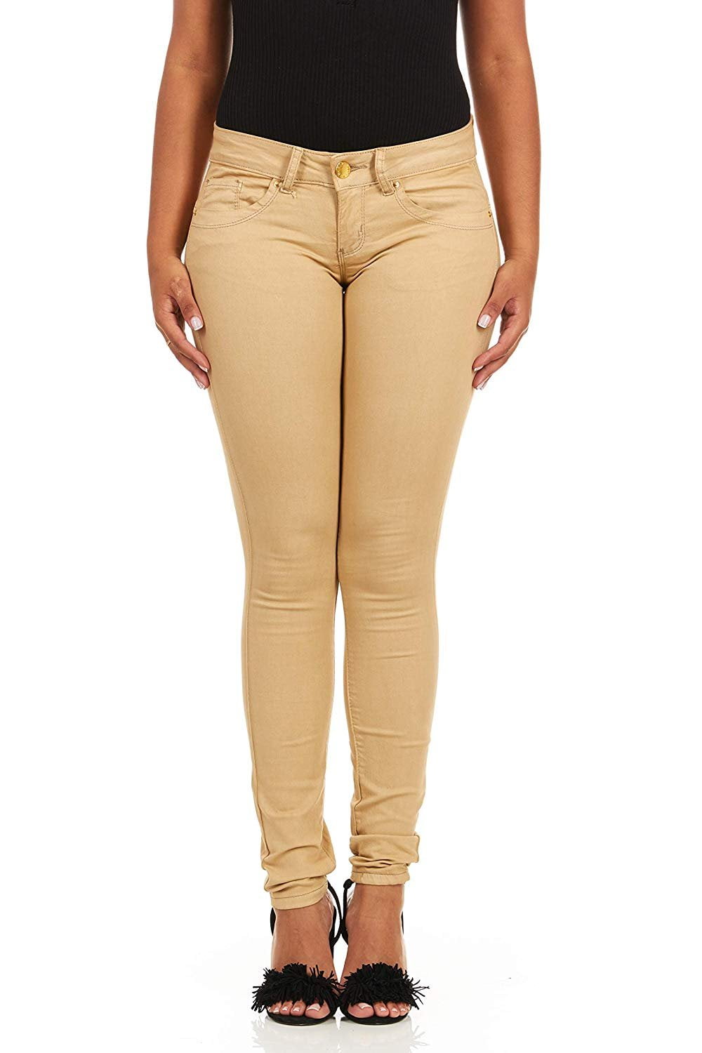 V.I.P.JEANS Plus Size Skinny Jeans Butt Juniors, Khaki 24W - Walmart.com