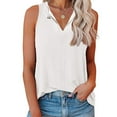 thumbnail image 4 of ALLLIST Summer Tops for Women White Casual Solid Sleeveless Keyhole Neck Hollow Tank Tops Tank Tops XXL, 4 of 8
