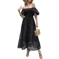 thumbnail image 1 of Vestido Maxi Negro PRETTYGARDEN con Mangas Abullonadas y Escote Cuadrado S, 1 of 8