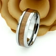 thumbnail image 2 of Free Engraving Personalized Custom Engraving Men's Women's Tungsten Wedding Band 8mm High Polished with Mahogany Wood Inlay Beveled EdgeSZ: 7, 2 of 6