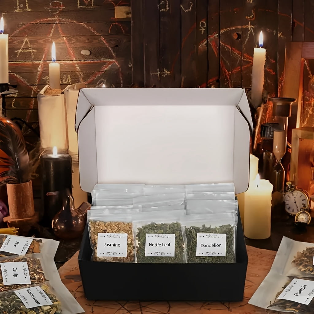 38-Piece Dried Herbs & Craft Accessories Set with Crystal Spoon, Bell & Feather, DIY Candle & Soap Making Craft Kit