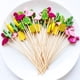 thumbnail image 2 of 100/50 piezas de brochetas de bambú desechables para fiestas hawaianas, con forma de flamenco, tortuga, hojas, bufé de frutas, palitos de bambú, decoración para fiestas tropicales hawaianas, 2 of 5