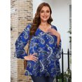 thumbnail image 2 of LATWIIV Tunic Tops for Women 3/4 Sleeve Plus Size Women's Tunics Loose Fit Floral Swing Flare Ladies Blouse for Leggings A-Blue35 1X, 2 of 7