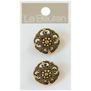 Le Bouton Antique Gold 7/8" Shank Buttons, 2 Pieces