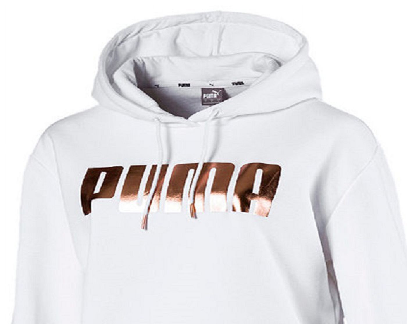 Puma Women's Metallic Logo Fleece Hoodie White Size XL - image 2 of 3