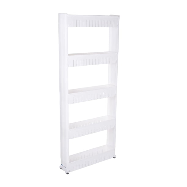 Carro De Almacenamiento Con Soporte Para Estante Y Carro De Cocina Deslizable Delgado De 5 Niveles, Blanco SM SunniMix Estante de almacenamiento delgado