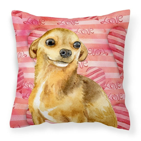 Carolines Treasures BB9745PW1414 Chihuahua Love Fabric Decorative Pillow 14Hx14W multicolor