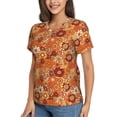 thumbnail image 2 of Fuzoiu Hippie Flower Print Women's Classic V-Neck T-Shirt, Short Sleeve V Neck Tees for Casual Everyday Wear,Casual Fit Tee,Summer Fashion Tops-Small, 2 of 5