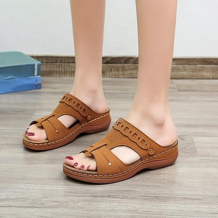 

VerPetridure Women s Sandals Versatile Flat Slippers Non-slip Lightweight Super Comfort Wedge Heel Platform Slippers