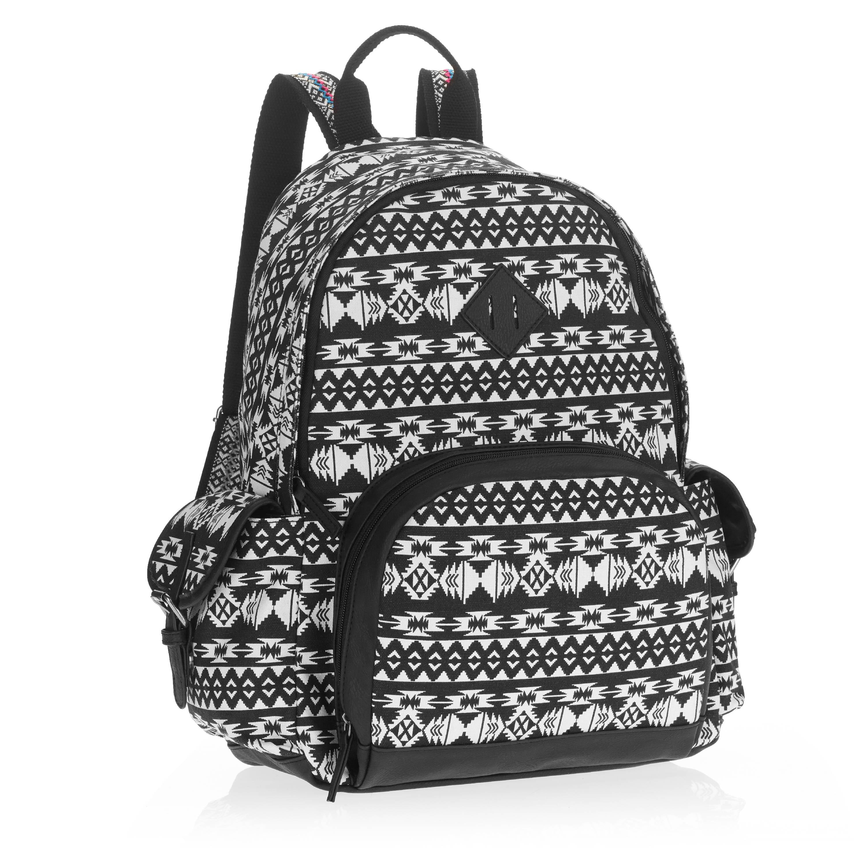 Women's Black and White Guitar Strap Backpack