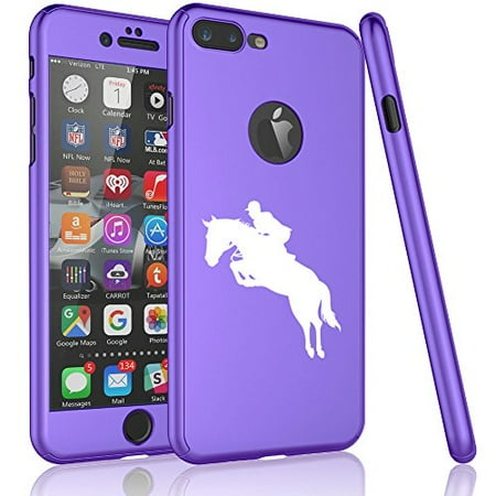 Flex Rider Body Protector - For Apple iPhone 360° Full Body Thin Slim Hard Case Cover + Tempered Glass Screen Protector Horse With Rider (Purple For iPhone 6 / 6s)