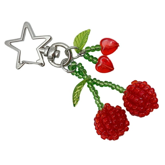 Necvior Cherry Pendant Keychain Stylish Fruit Shaped Keyring Accessory for Everyday Use