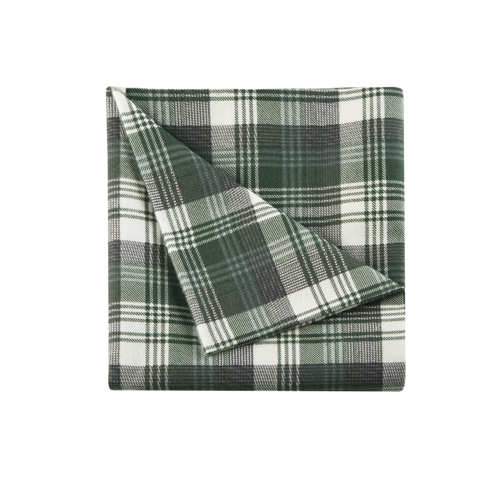 Woolrich Flannel Cotton Sheet Set, King, Green Plaid