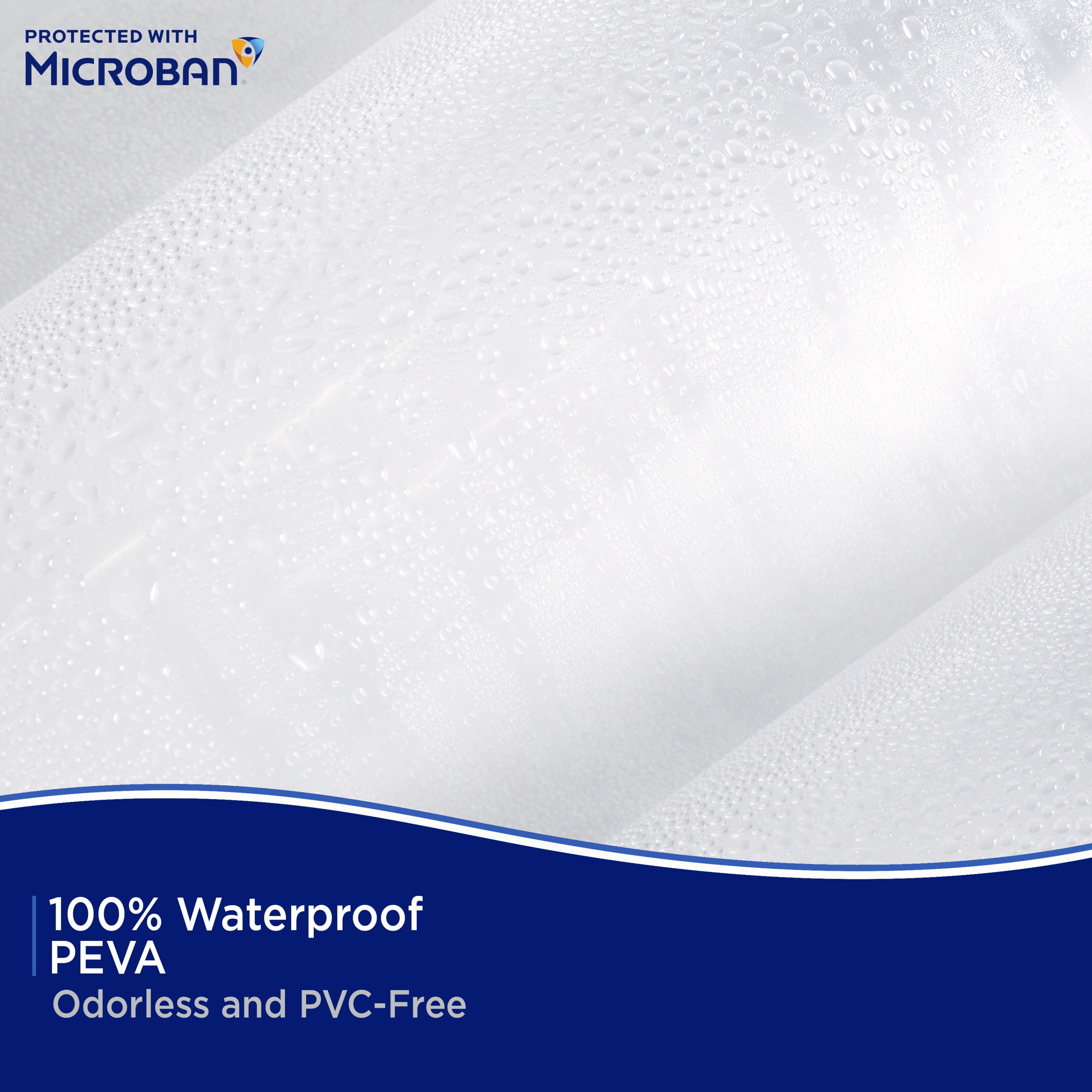 Kenney Microban Protected Heavyweight PEVA Shower Liner, 70" W x 72" H, Clear