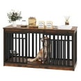 Image showcasing Dextrus Dog Crate Furniture with Sliding Doors, 55.1 In Large Wooden ...
