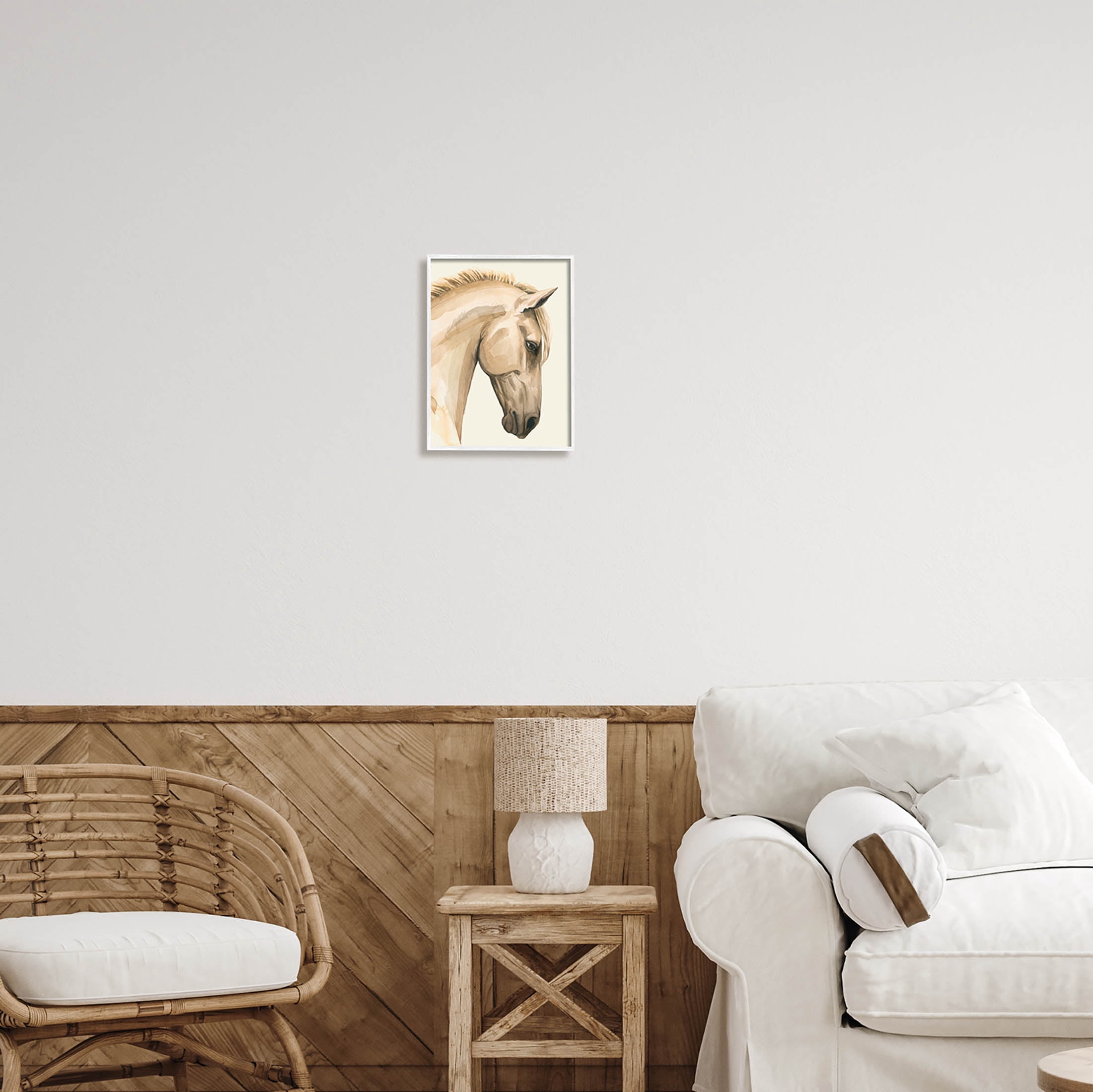 Stupell Industries Horse Portrait Farm Animal Graphic Art White Framed Art Print Wall Art, Design by Grace Popp