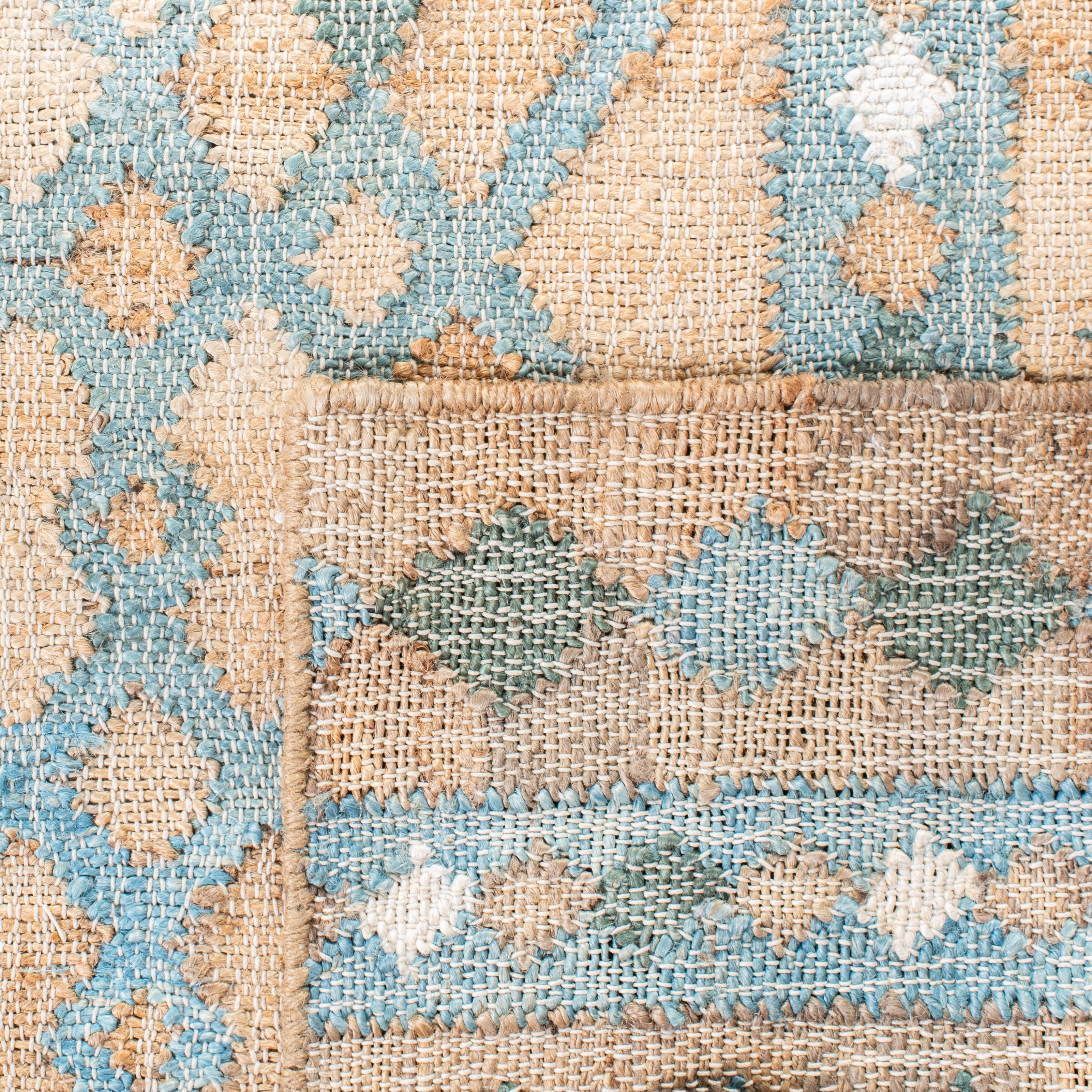 SAFAVIEH Kilim Kodey Tribal Area Rug, Natural/Blue, 7' x 7' Round
