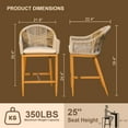 thumbnail image 6 of Miekor Bar Stools Set of 2 with Arm and Backrest, Outdoor Counter Height Bar Chairs with Cushion for Garden, Pool, Patio, Kitchen-Rounded Backre B5A8974, 6 of 9