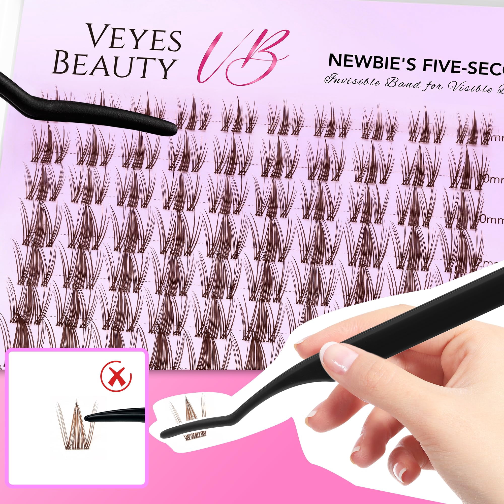 Veyesbeauty Manga Lash Clusters Individual Eyelash Extensions DIY Brown False Eyelashes for Self-application Lash Tray