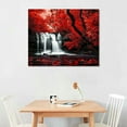 thumbnail image 3 of Nawypu  Black White and Red Wall Art Red Tree Waterfall Picture Canvas Landscape Print Artwork for Living Room Autumn Red Forest Water Wall Decor Painting Framed Ready to Hang, 3 of 5