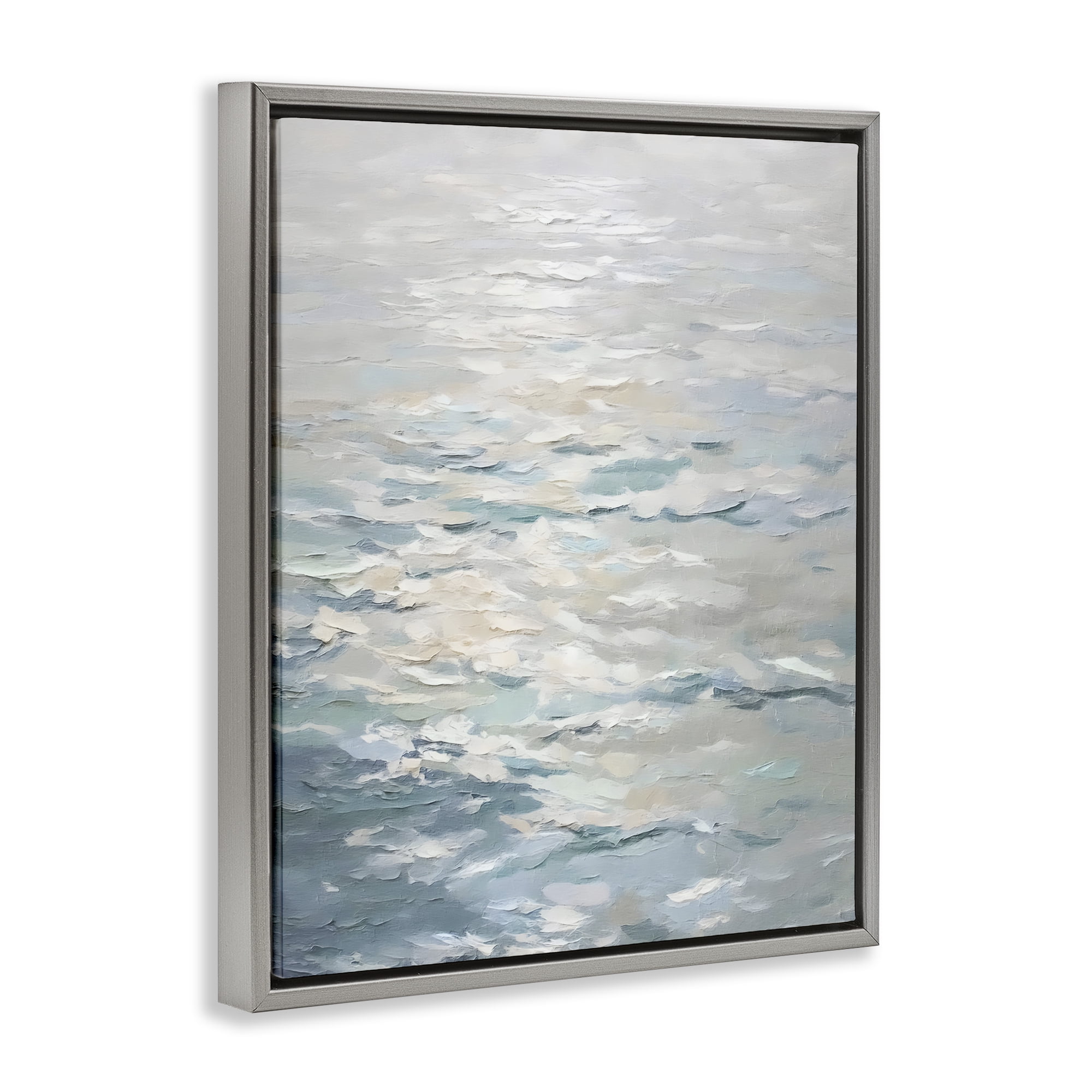 Stupell Industries Shallow Reflections Calm Sea Gray Framed Floater Canvas Wall Art, design by Riley B