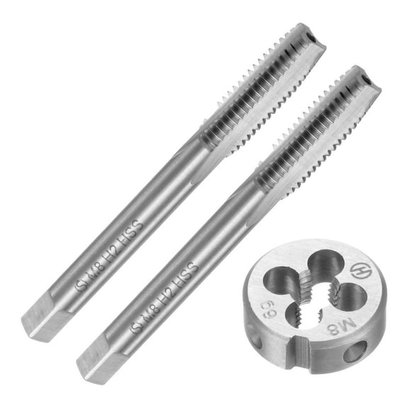Uxcell 3 Pieces Metric Tap and Die Set M8 x 1.25 Thread Tap & Round Die Threading Repair Tools