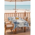 thumbnail image 2 of Outdoor Tablecloth with Umbrella Hole for Patio/Picnic/Party/Camping, Blue Coastal Starfish Waterproof Table Cloth Rectangle Table Cover Washable, Beach Nautical Shell Eucalyptus Rustic (60"x 120"), 2 of 8