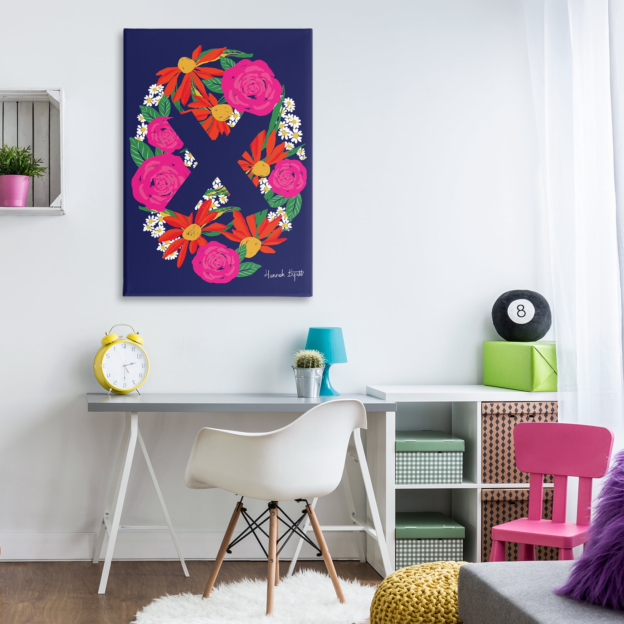 Stupell Industries Floral Bloom Letter X Botanical & Floral Painting Gallery Wrapped Canvas Art Print Wall Art, 30 x 45