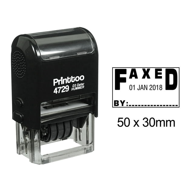 Printtoo Self Inking Dater Stamp With Faxed By Text Date And Sign Space Office Rubber Stamp-Black