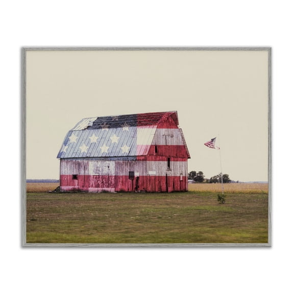 Stupell Industries Traditional Americana Farmhouse Barn Gray Framed Giclee Art, 20 x 16, by Daniel Sproul