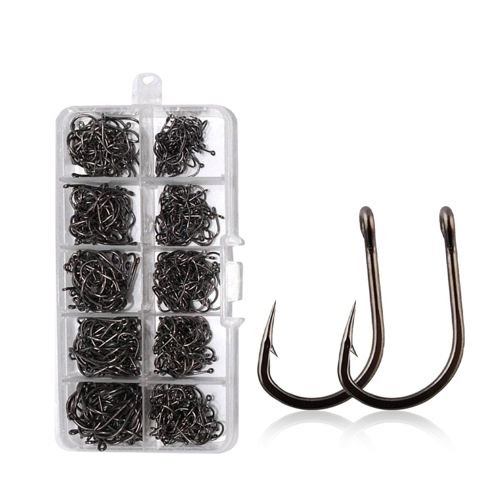 12# Blue Tackle Double Fishing Hooks 10Pcs Carbon Steel Sharp Barbed Hook 5# 