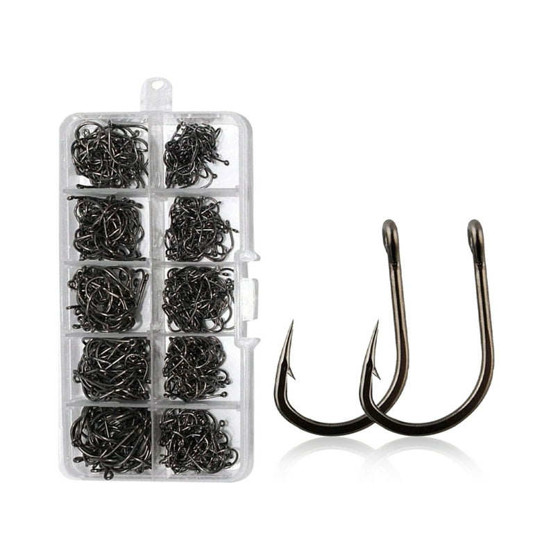 SPRING PARK 100Pcs High Carbon Steel Fishing Hooks，10 Sizes Fishing Hooks  ,Strong Sharp Fish Hook with Barbs for Freshwater/Seawater 