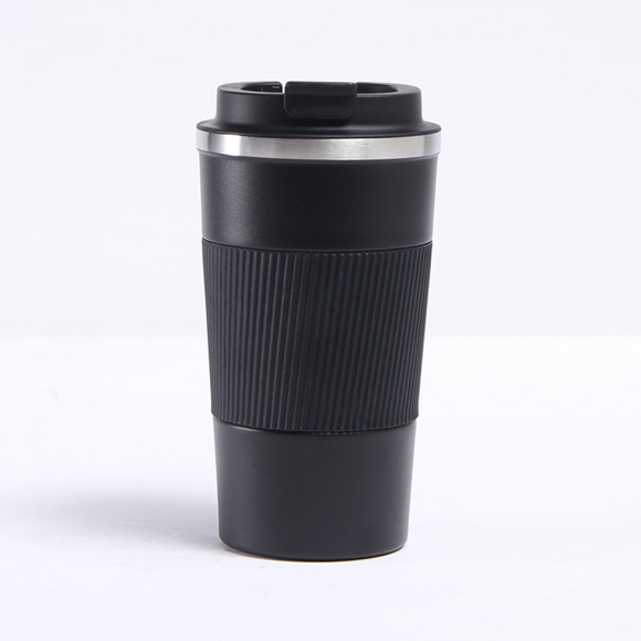 Szdrmaz Kapakl Seyahat Kupa Izoleli Kahve Kupa - Kahve ve Çay için Vakum Izoleli Paslanmaz Çelik Scak ve Souk Su (Siyah, 380ml)