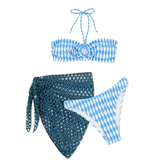 WXLWZYWL Women's Floral Print Bandeau Bikini Set High Cut Strapless Knot Front Swimsuit Sexy Bathing Suit